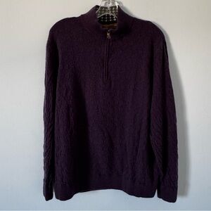 Robert Graham 100% Wool Quarter-Zip Sweater XL Classic Fit Purple